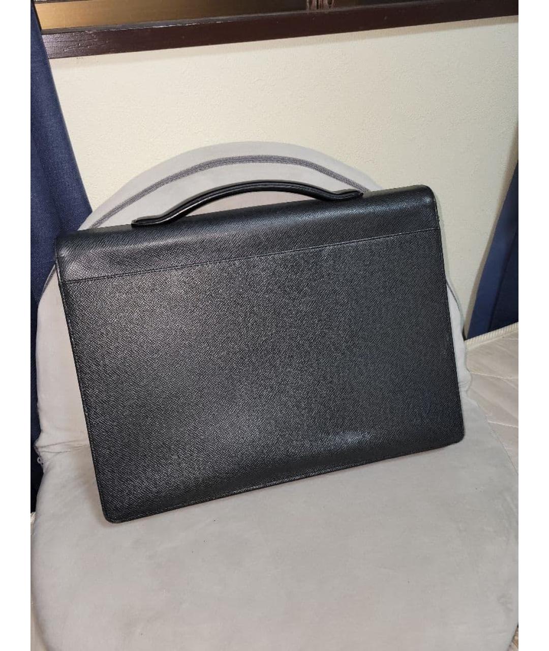 LOUIS VUITTON Черный кожаный портфель, фото 2