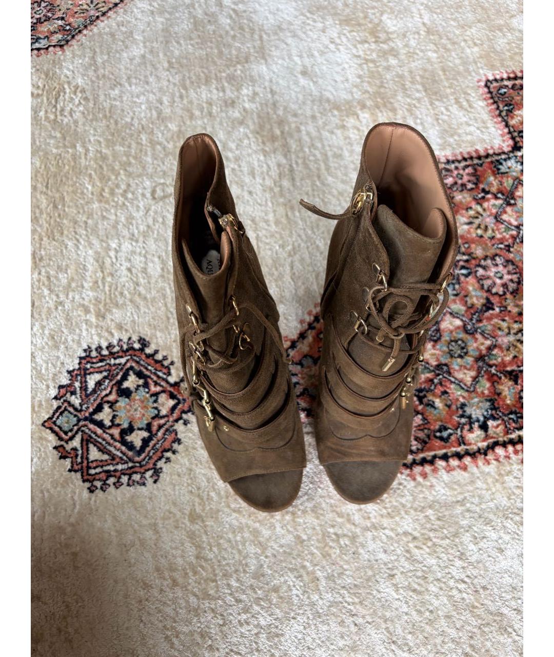 AQUAZZURA Хаки замшевые ботильоны, фото 2