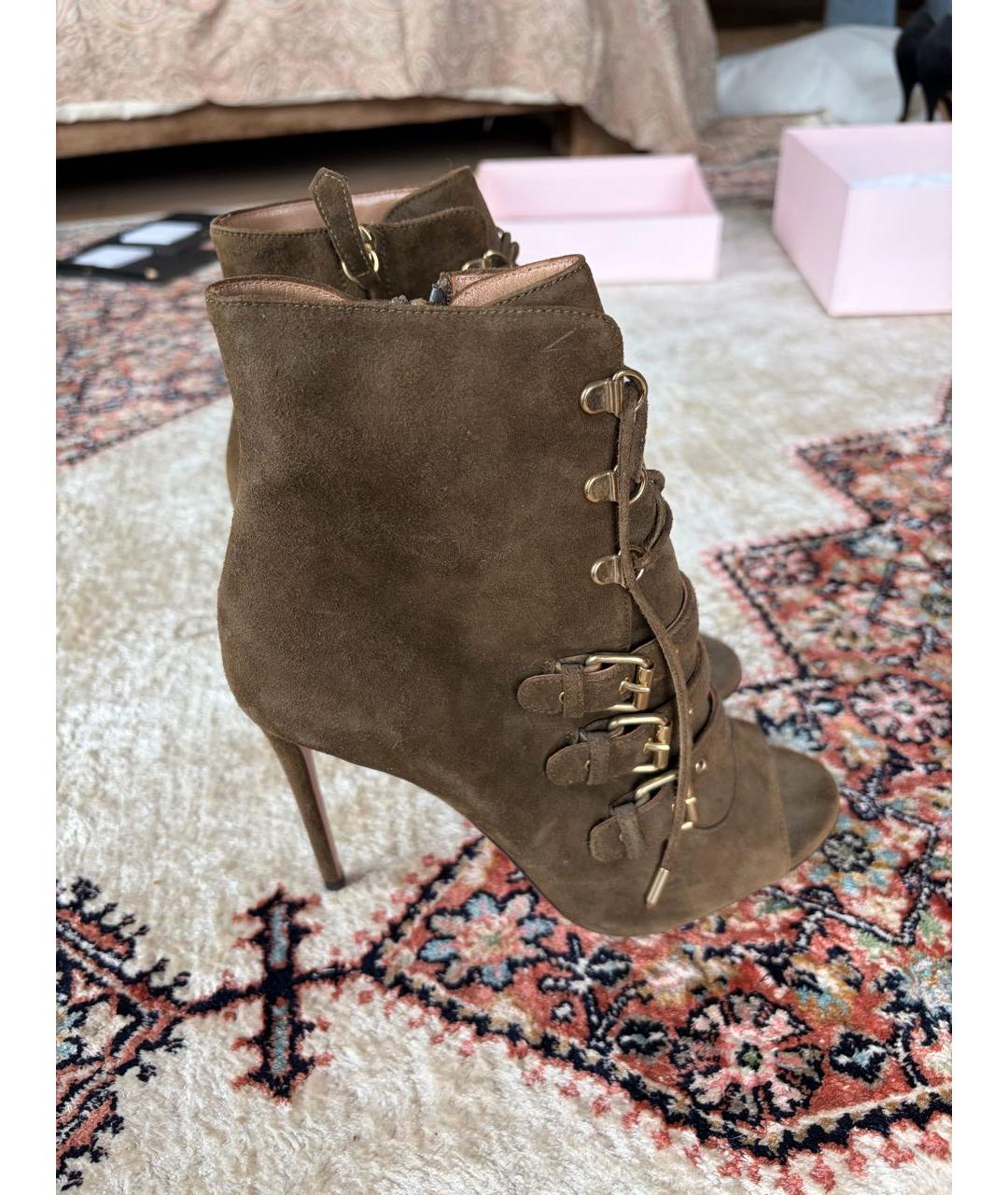 AQUAZZURA Хаки замшевые ботильоны, фото 6