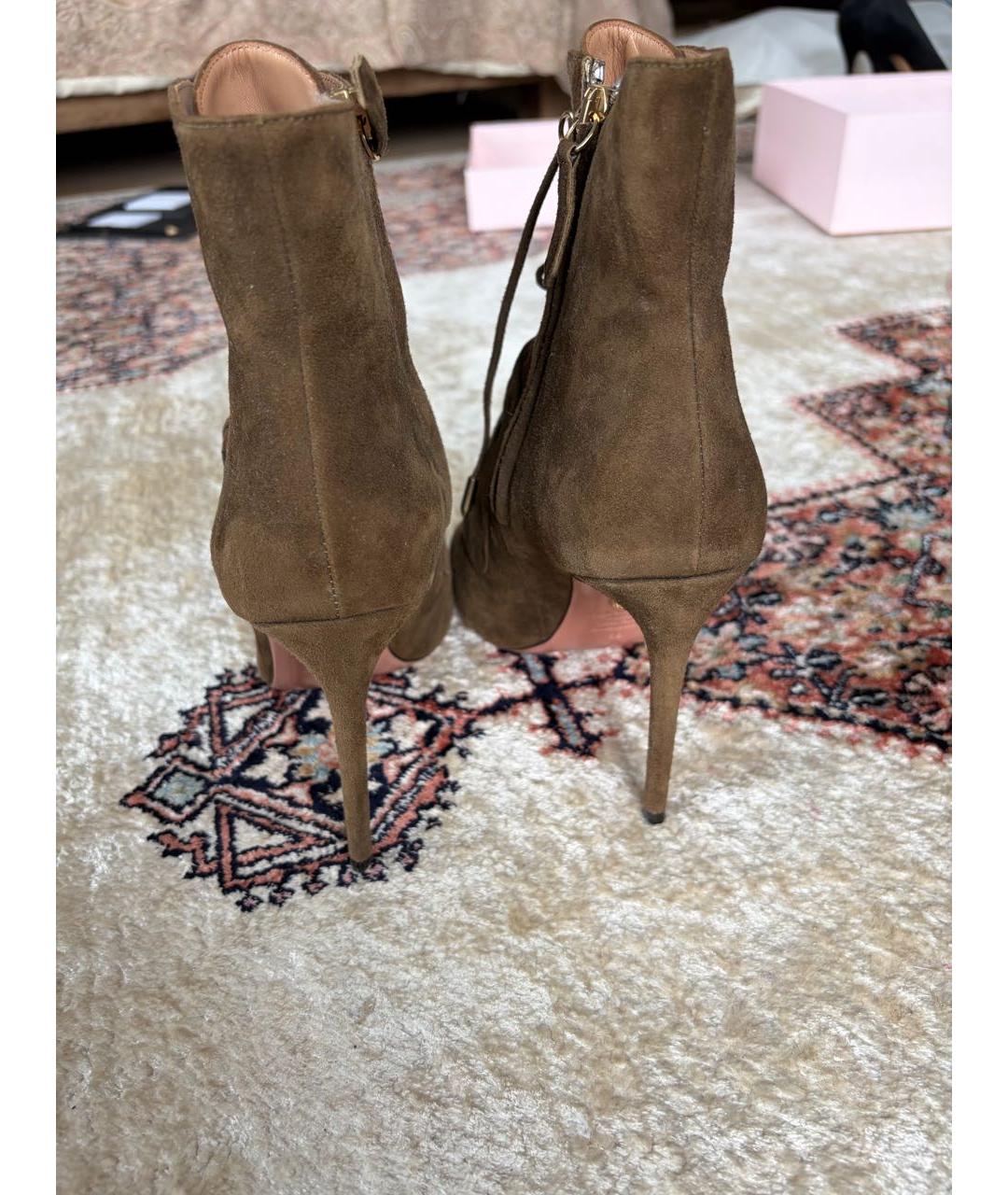 AQUAZZURA Хаки замшевые ботильоны, фото 4
