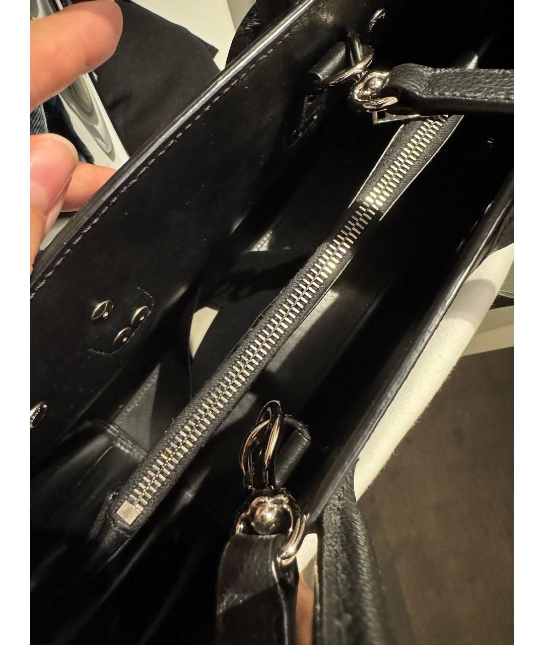 SAINT LAURENT Черная кожаная сумка с короткими ручками, фото 6