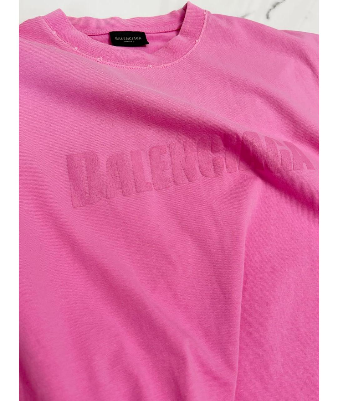 BALENCIAGA Розовая хлопковая футболка, фото 3