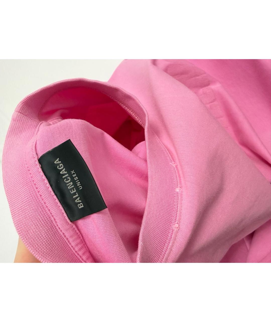 BALENCIAGA Розовая хлопковая футболка, фото 4