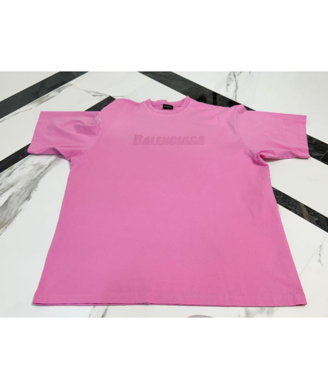 BALENCIAGA Розовая хлопковая футболка, фото 5