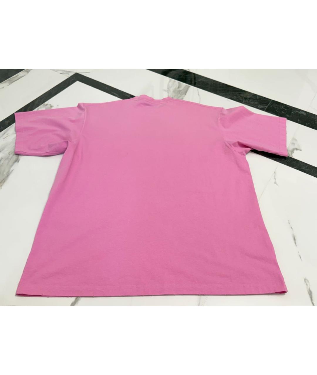 BALENCIAGA Розовая хлопковая футболка, фото 2
