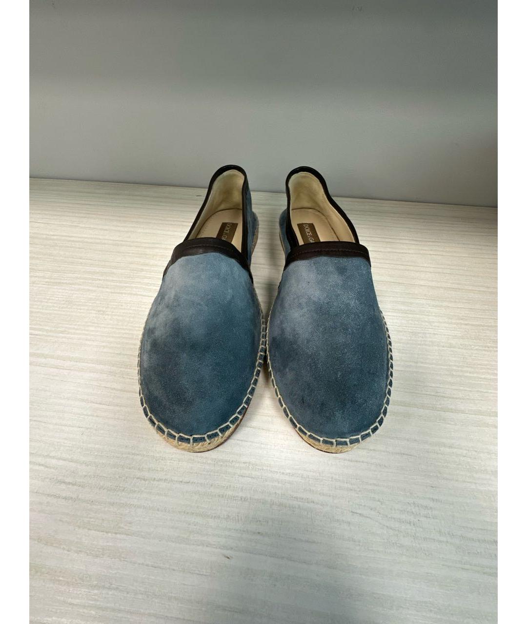 DOLCE&GABBANA Голубые кожаные мокасины, фото 2