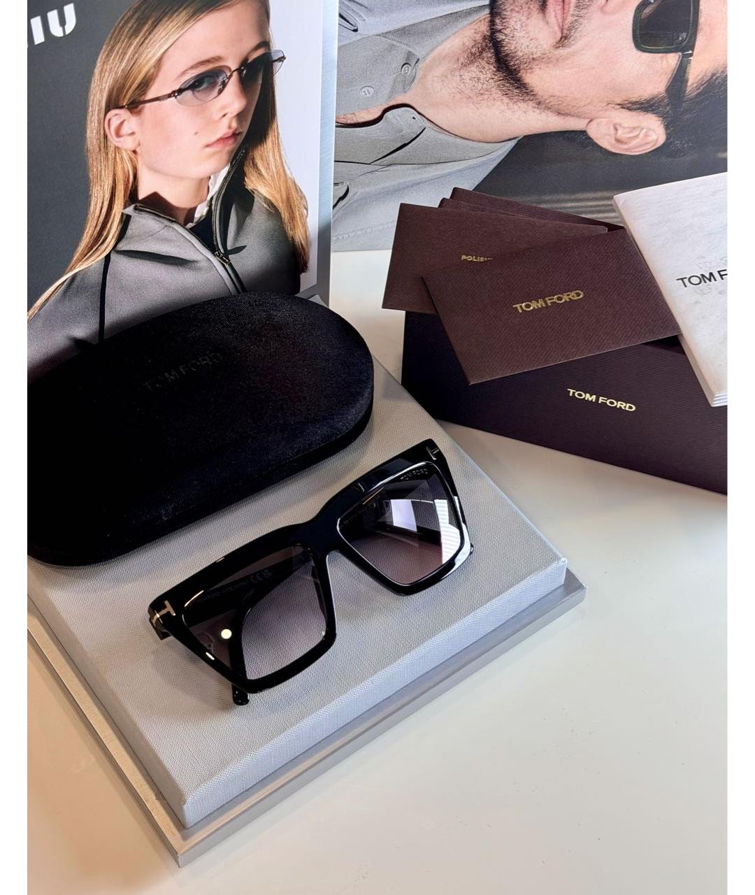 TOM FORD Черные пластиковые солнцезащитные очки, фото 4