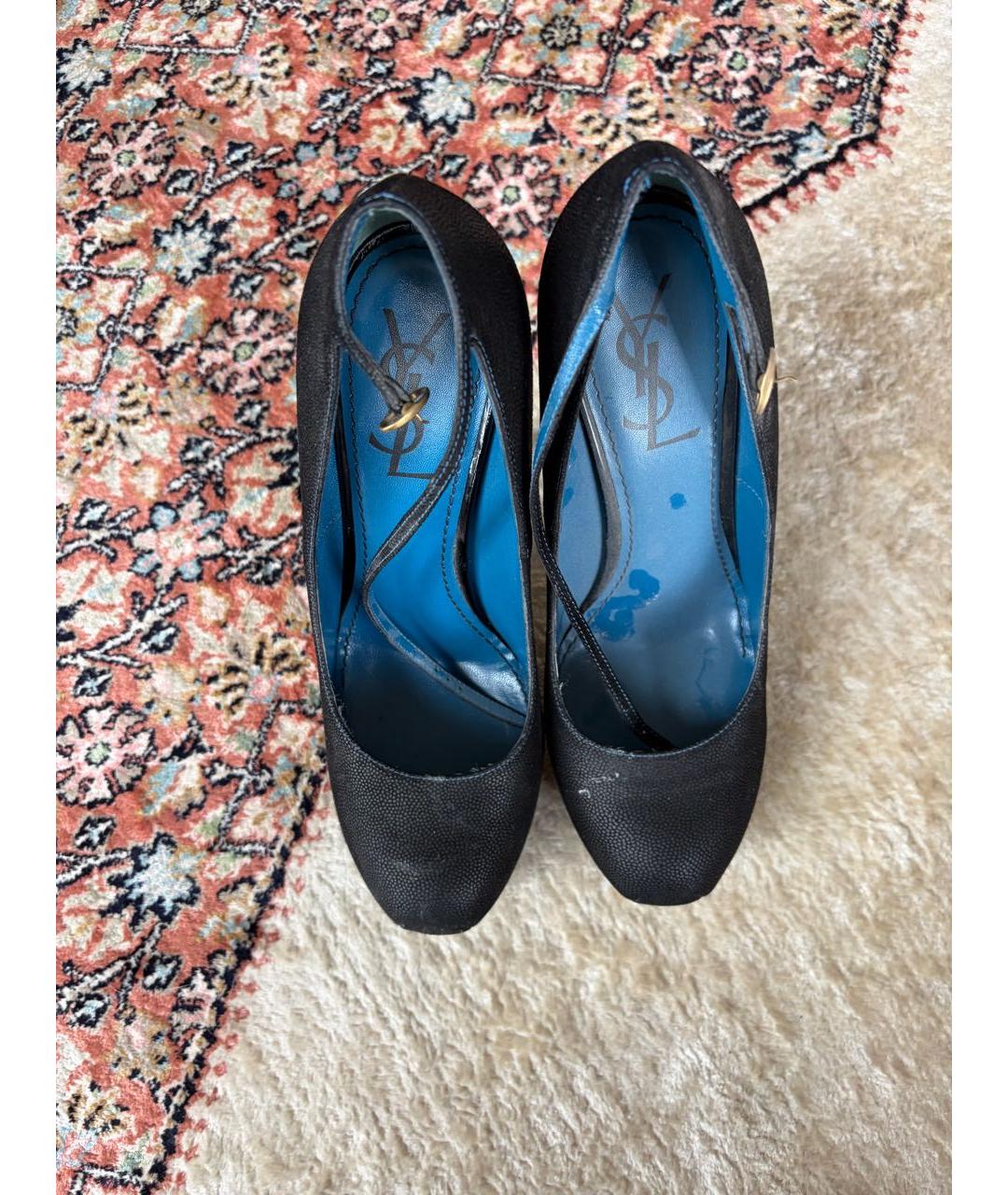 SAINT LAURENT Черные кожаные туфли, фото 2