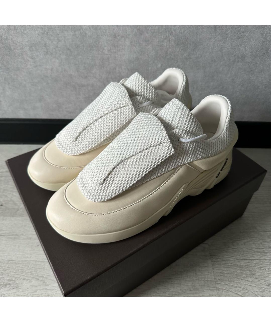 RAF SIMONS Белые кожаные низкие кроссовки / кеды, фото 7