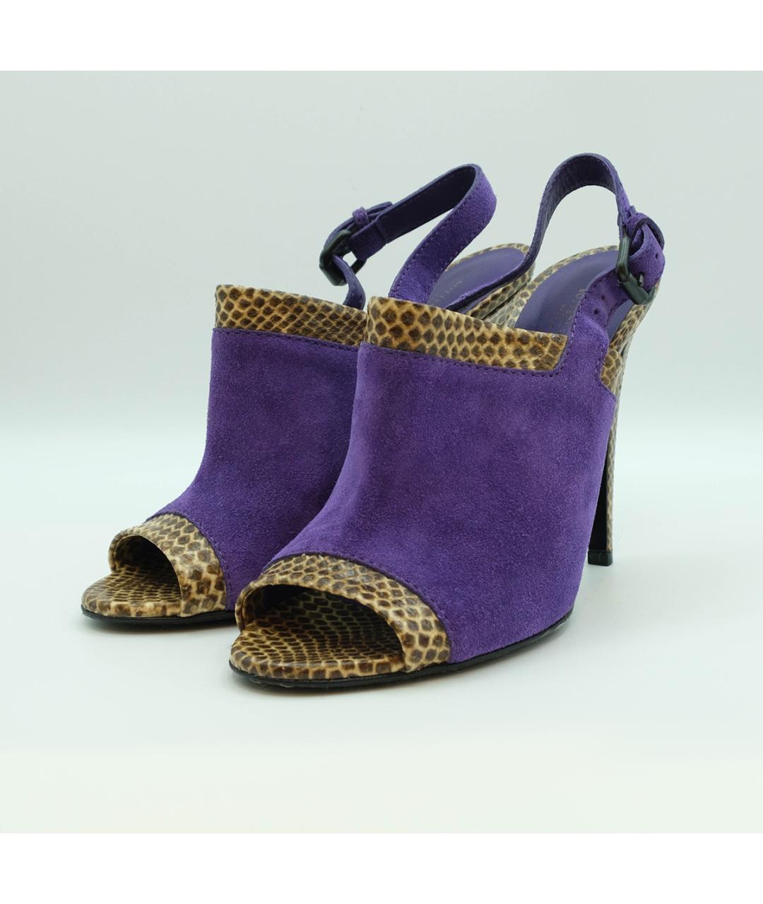 BOTTEGA VENETA Фиолетовые кожаные босоножки, фото 3
