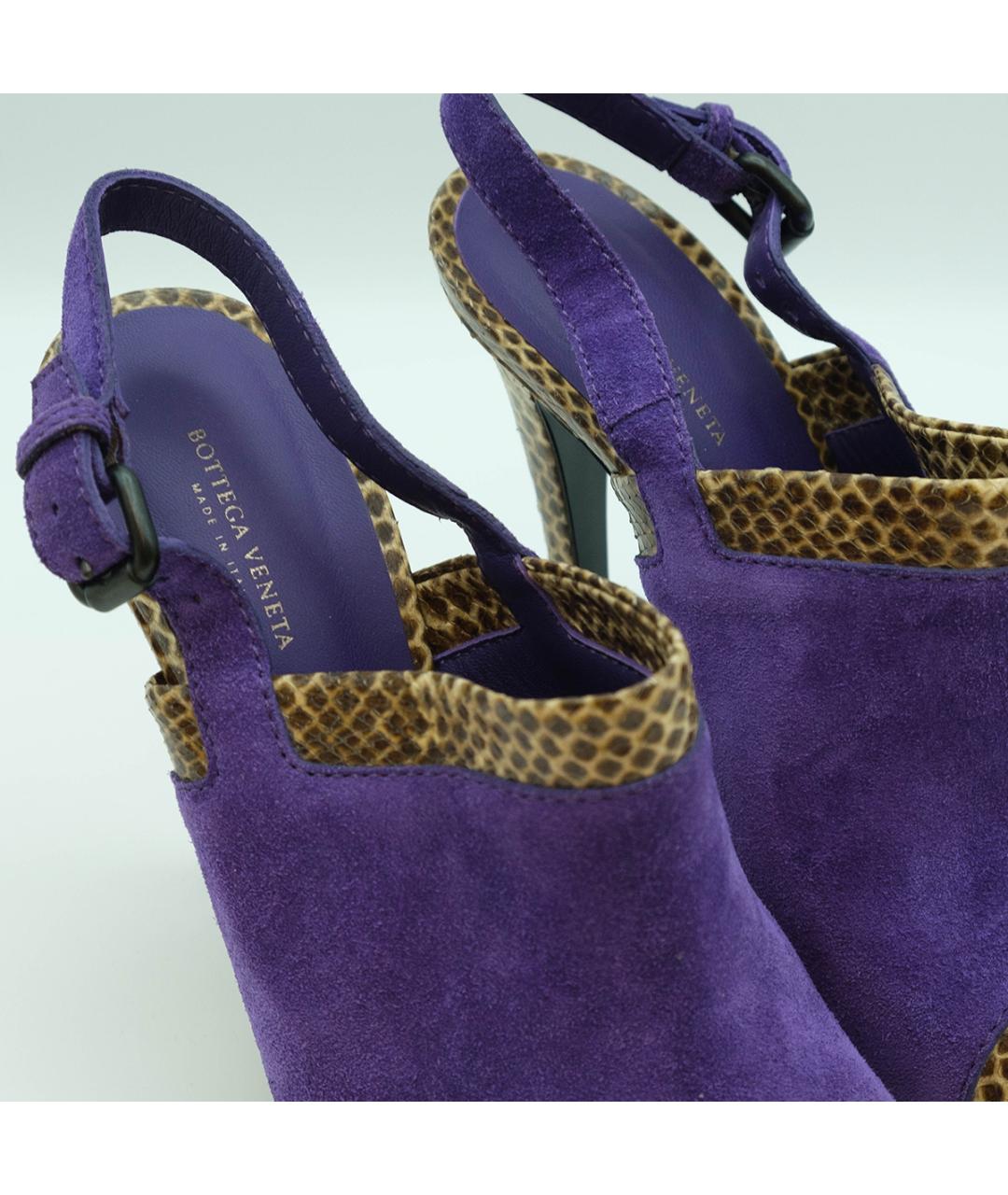 BOTTEGA VENETA Фиолетовые кожаные босоножки, фото 5