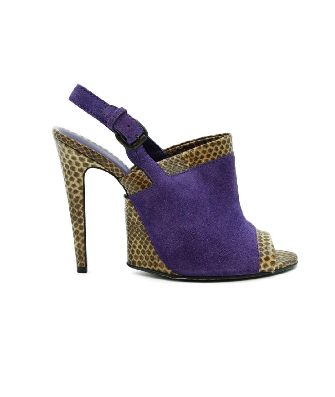 BOTTEGA VENETA Фиолетовые кожаные босоножки, фото 8