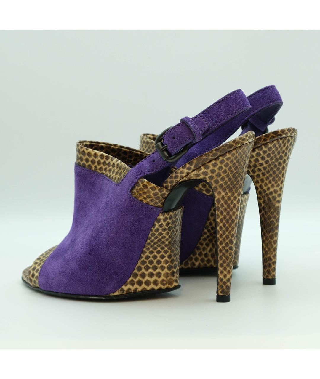 BOTTEGA VENETA Фиолетовые кожаные босоножки, фото 7