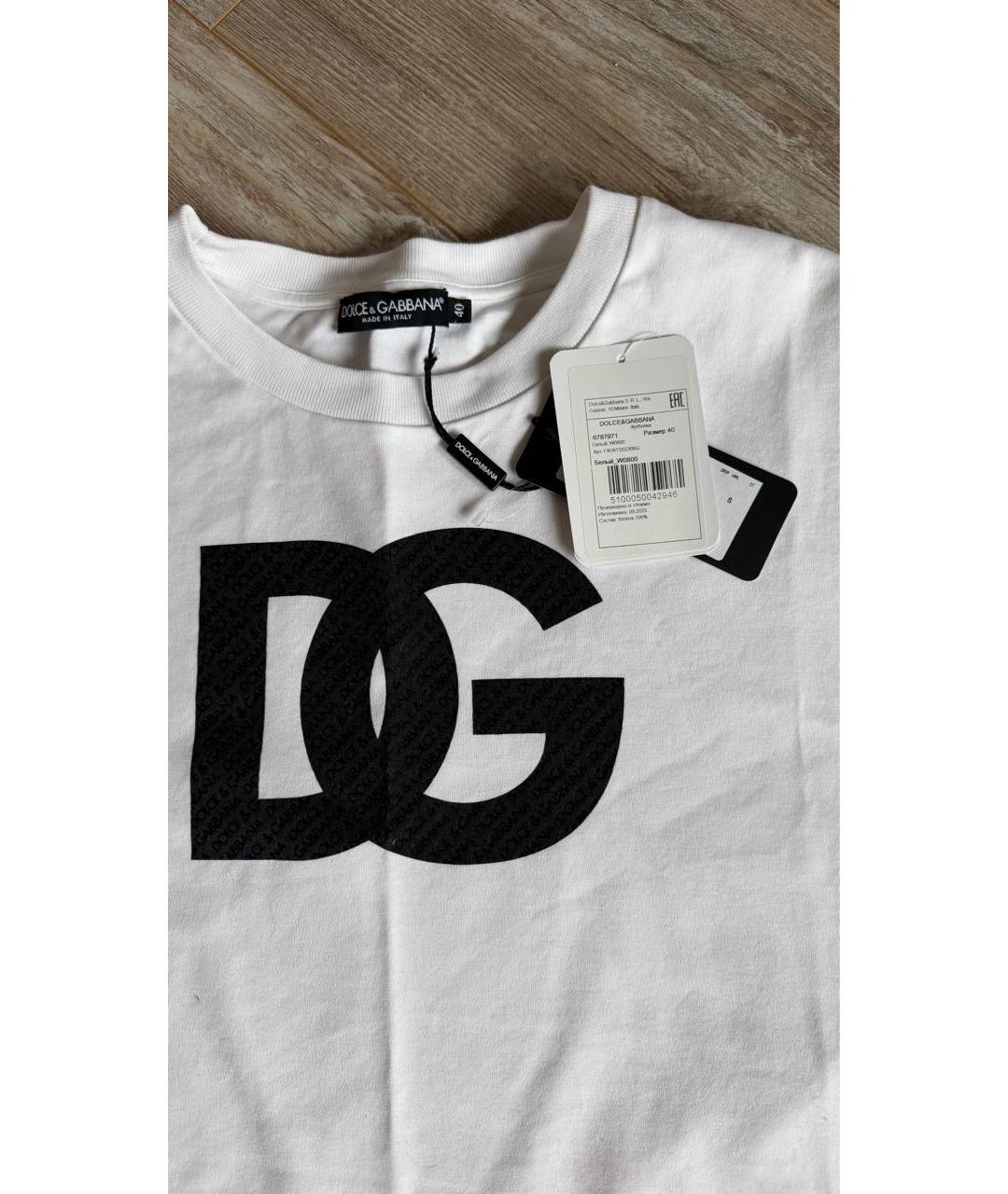 DOLCE&GABBANA Белая хлопковая футболка, фото 5