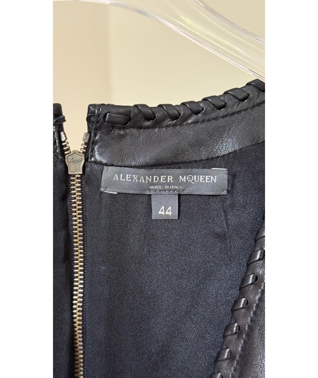 ALEXANDER MCQUEEN Черное кожаное вечернее платье, фото 7