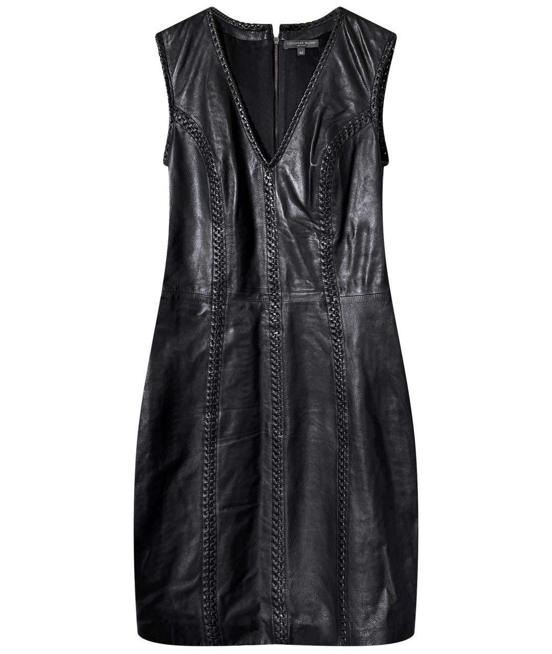 ALEXANDER MCQUEEN Черное кожаное вечернее платье, фото 1