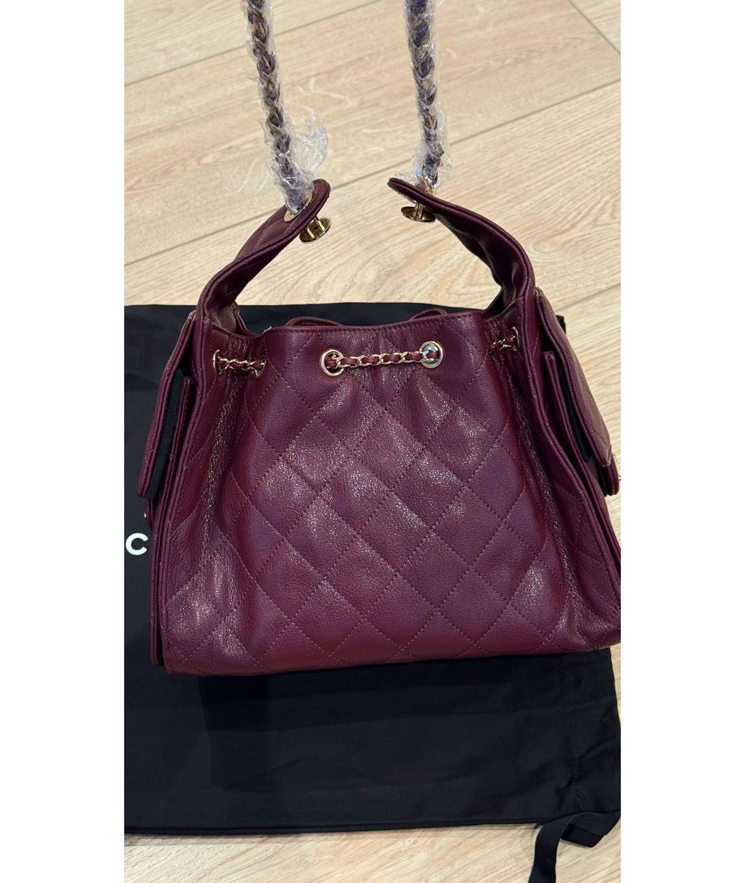 CHANEL Бордовая кожаная сумка через плечо, фото 4