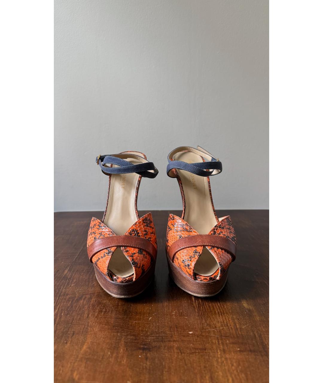 GIUSEPPE ZANOTTI DESIGN Коричневые кожаные босоножки, фото 2