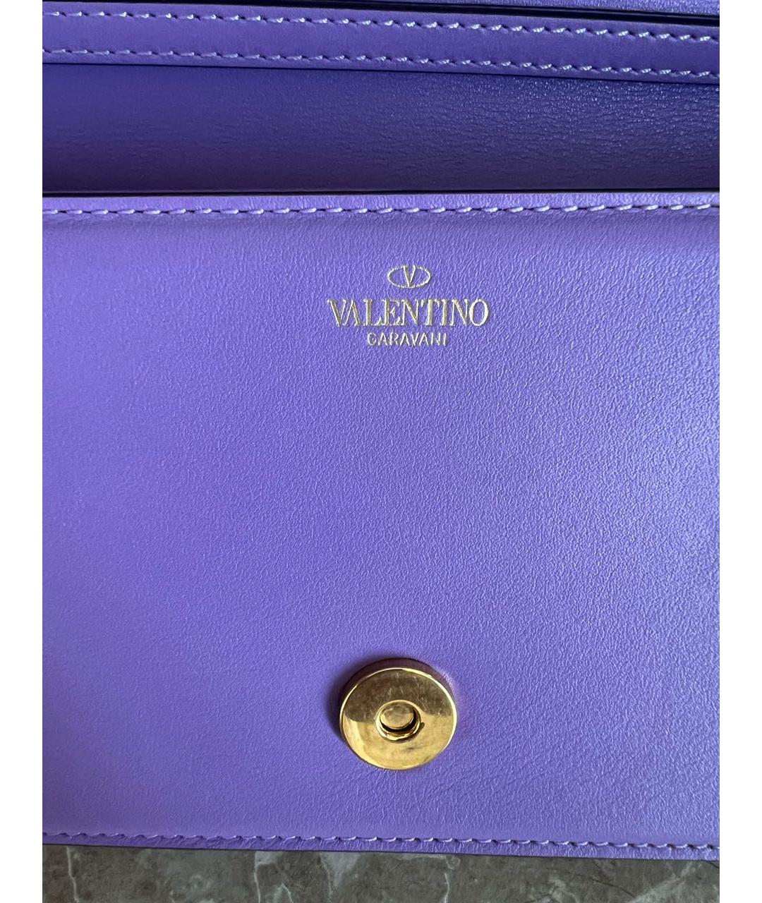 VALENTINO Фиолетовая кожаная сумка через плечо, фото 4