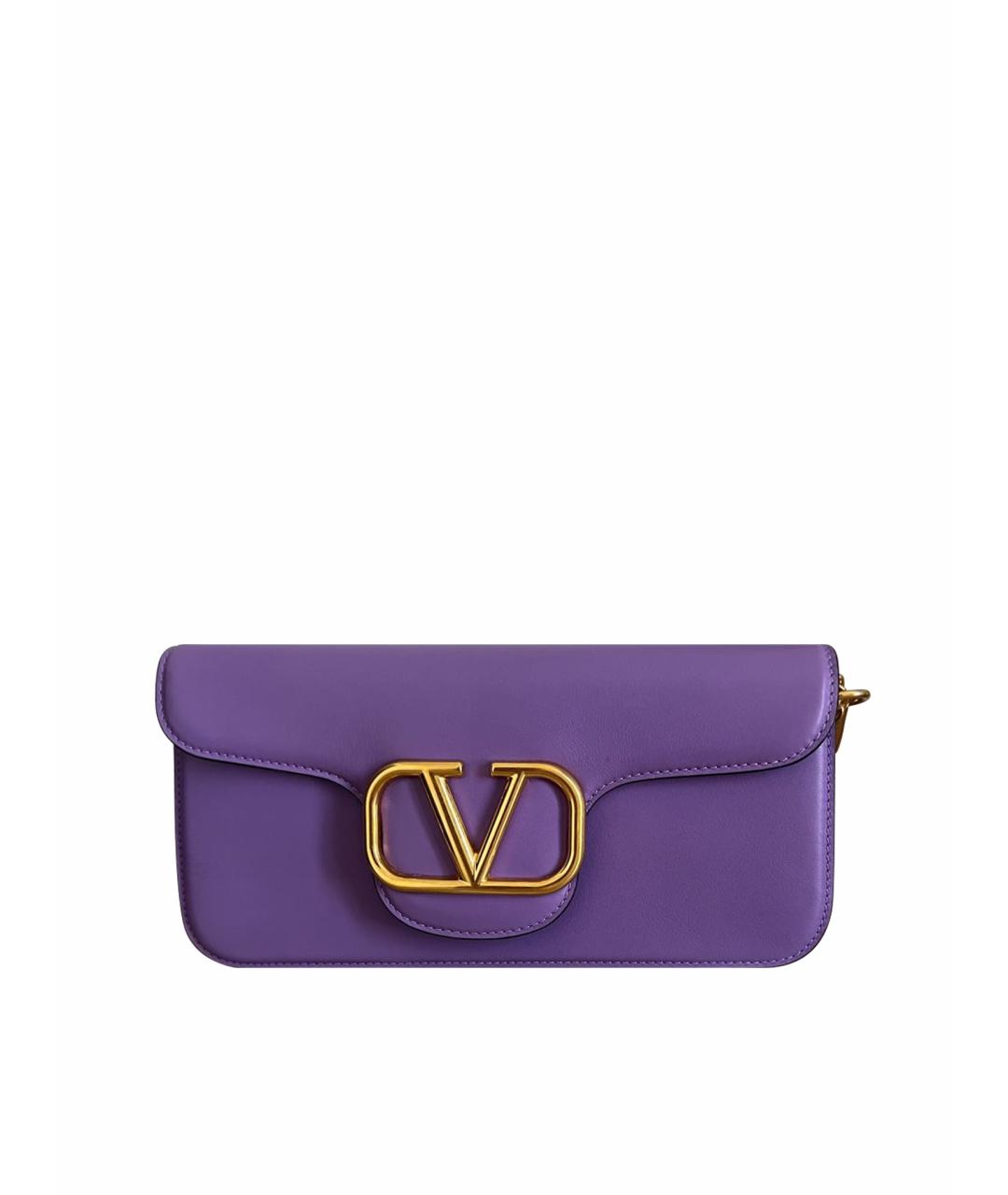 VALENTINO Фиолетовая кожаная сумка через плечо, фото 1
