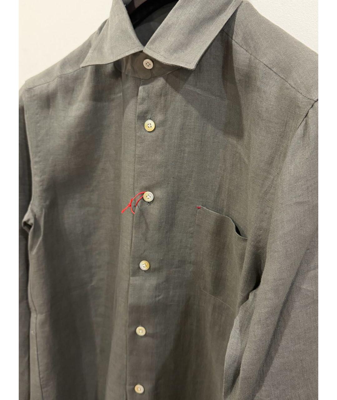KITON Хаки льняная кэжуал рубашка, фото 3