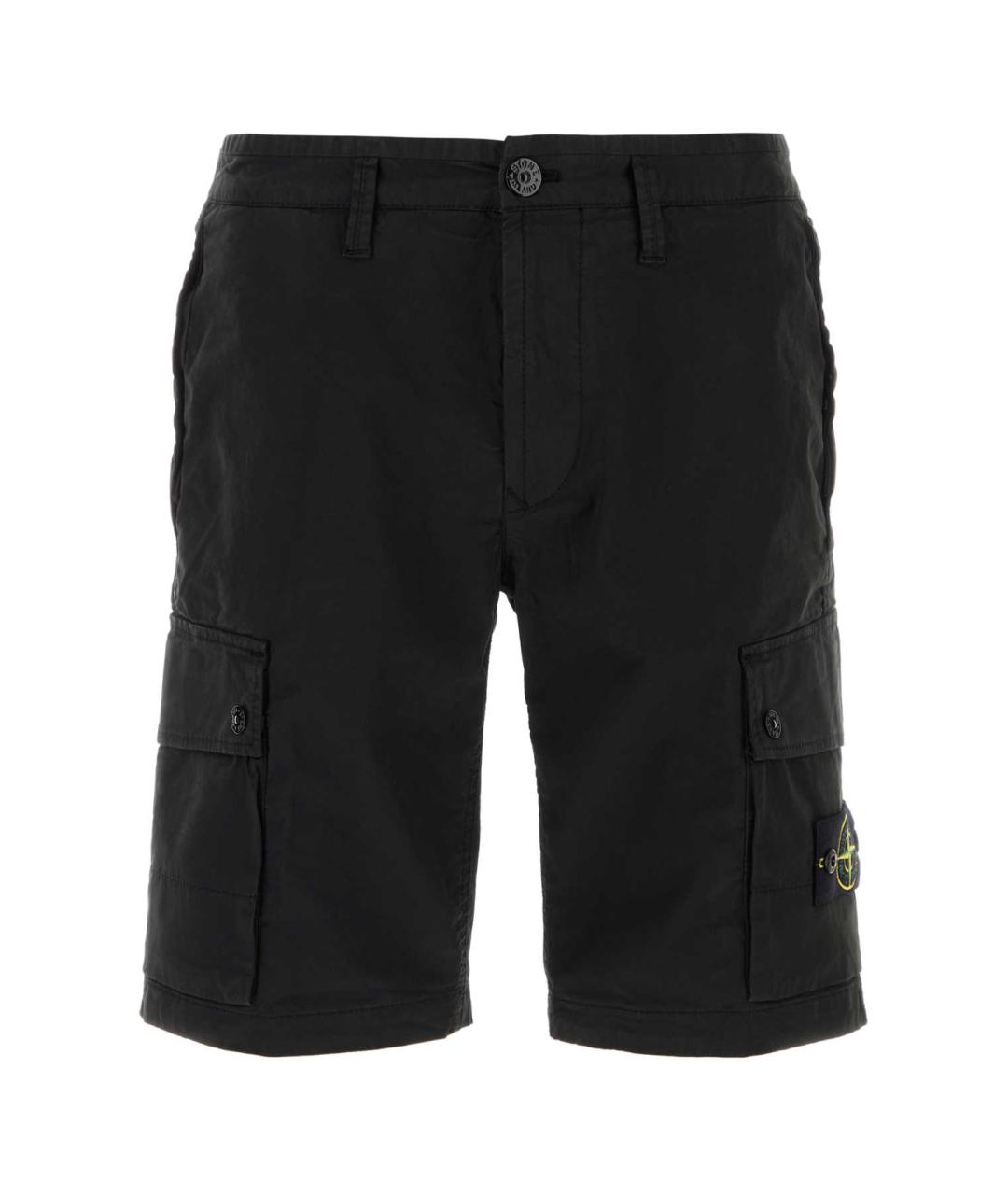 STONE ISLAND Черные хлопковые шорты, фото 1