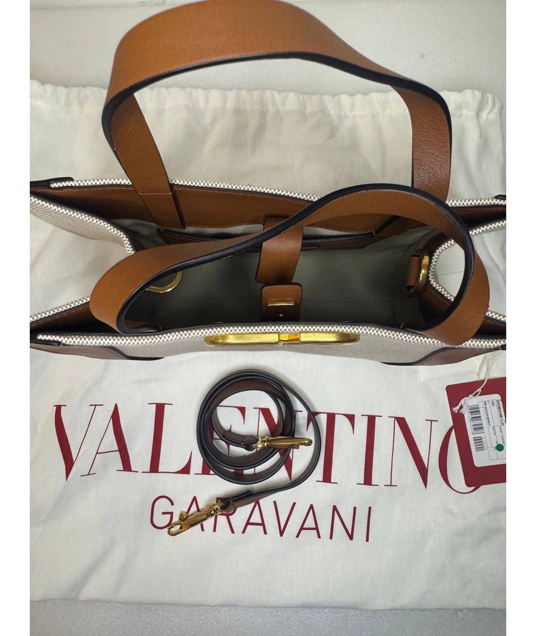 VALENTINO Бежевая тканевая сумка тоут, фото 8