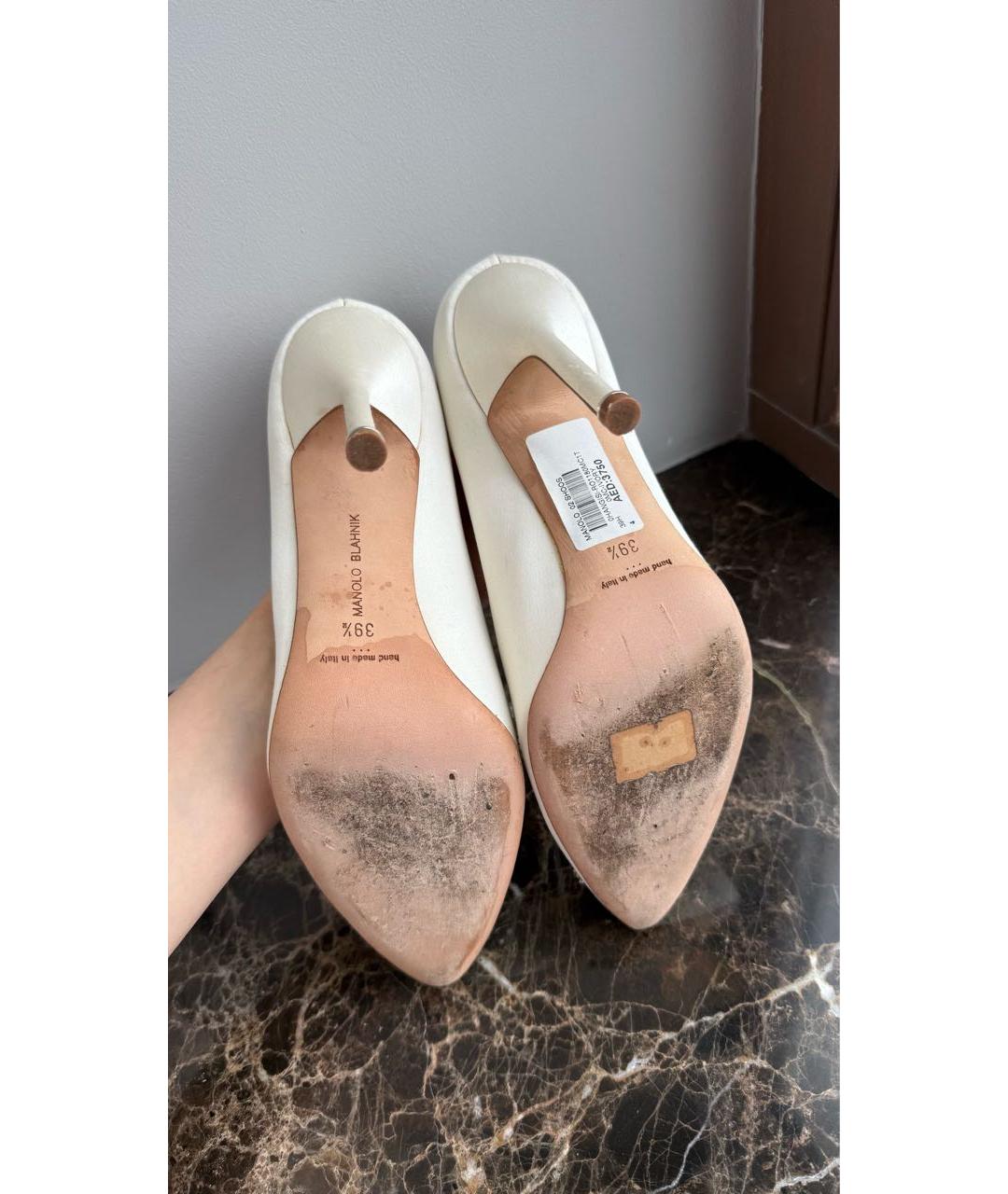 MANOLO BLAHNIK Белые текстильные туфли, фото 5
