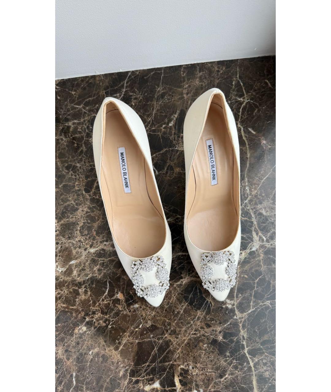 MANOLO BLAHNIK Белые текстильные туфли, фото 4