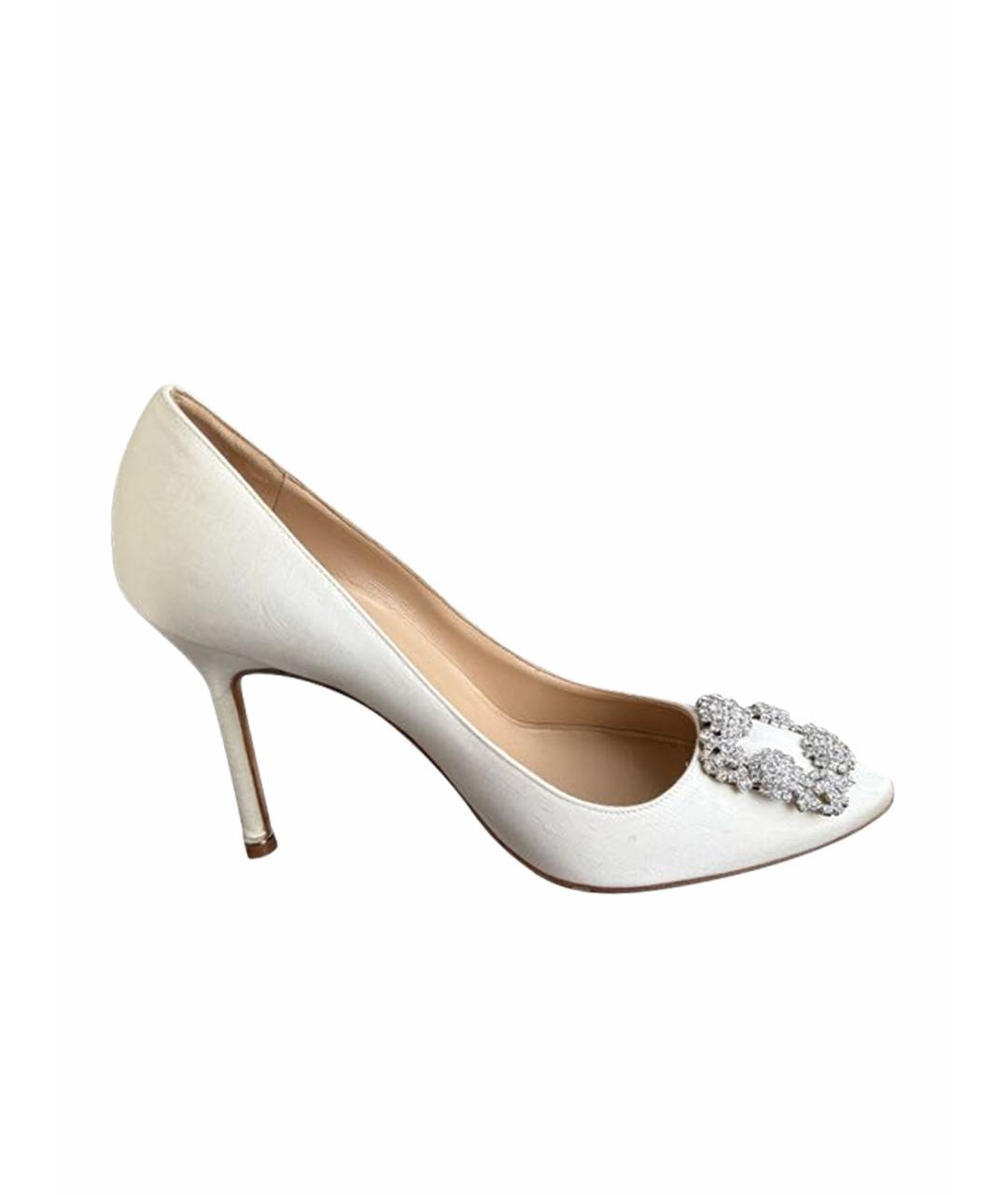 MANOLO BLAHNIK Белые текстильные туфли, фото 7