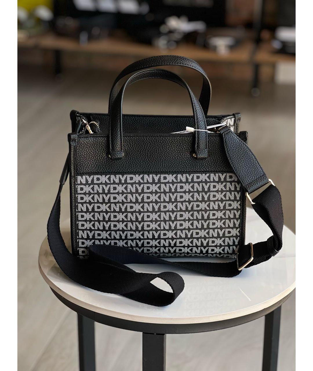 DKNY Черная кожаная сумка тоут, фото 3