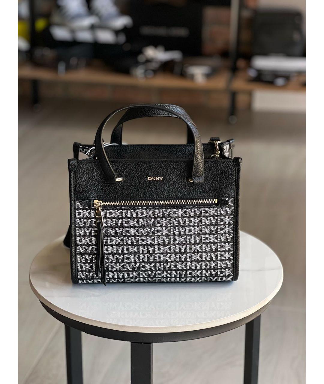 DKNY Черная кожаная сумка тоут, фото 5