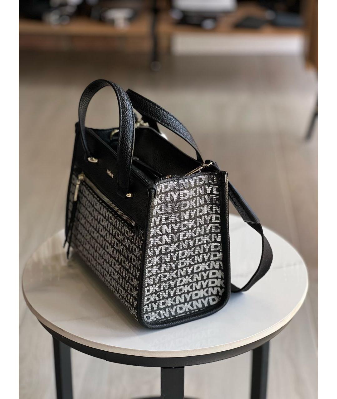 DKNY Черная кожаная сумка тоут, фото 2