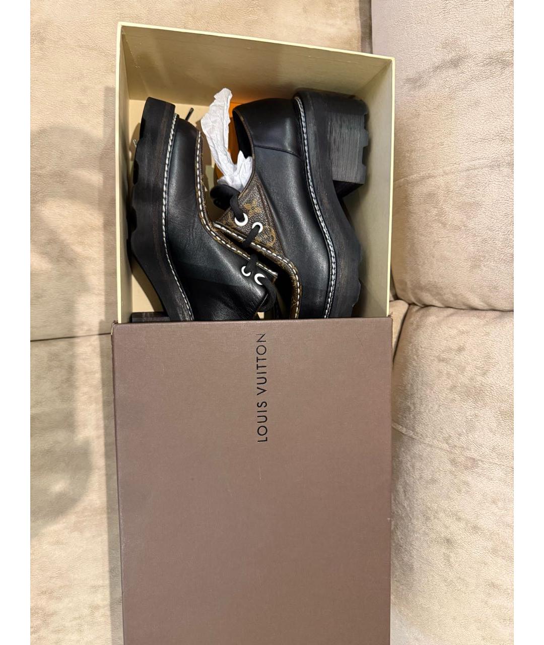 LOUIS VUITTON Черные кожаные туфли, фото 4