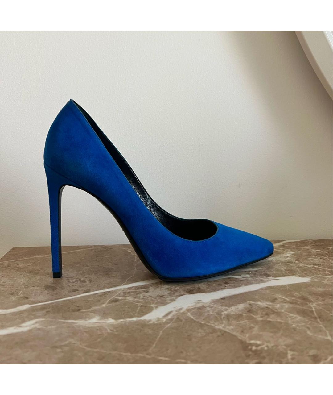 SAINT LAURENT Синие замшевые туфли, фото 4