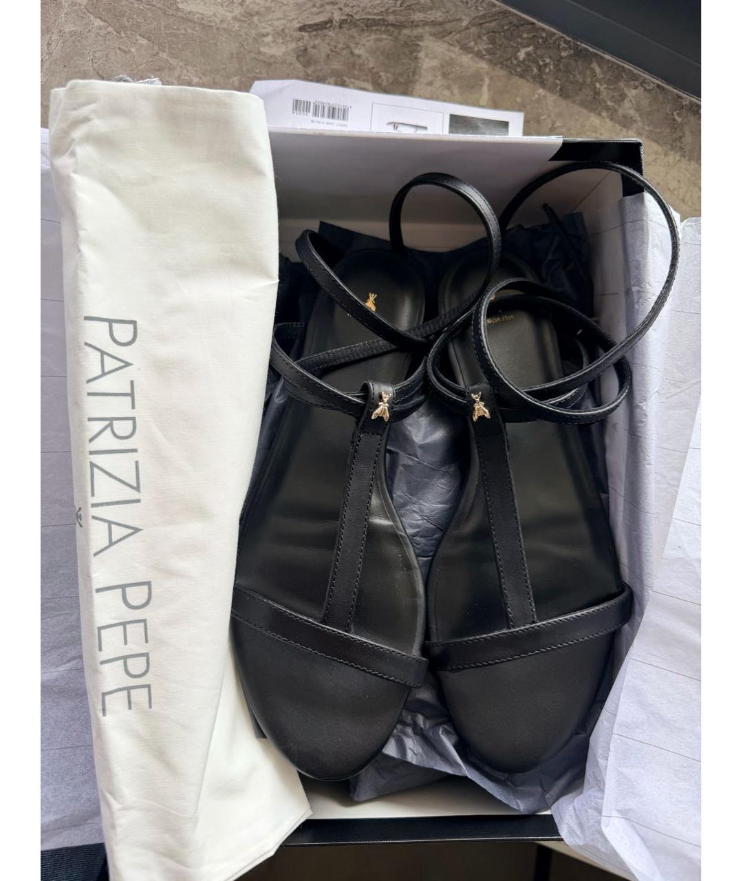 PATRIZIA PEPE Черные кожаные босоножки, фото 8