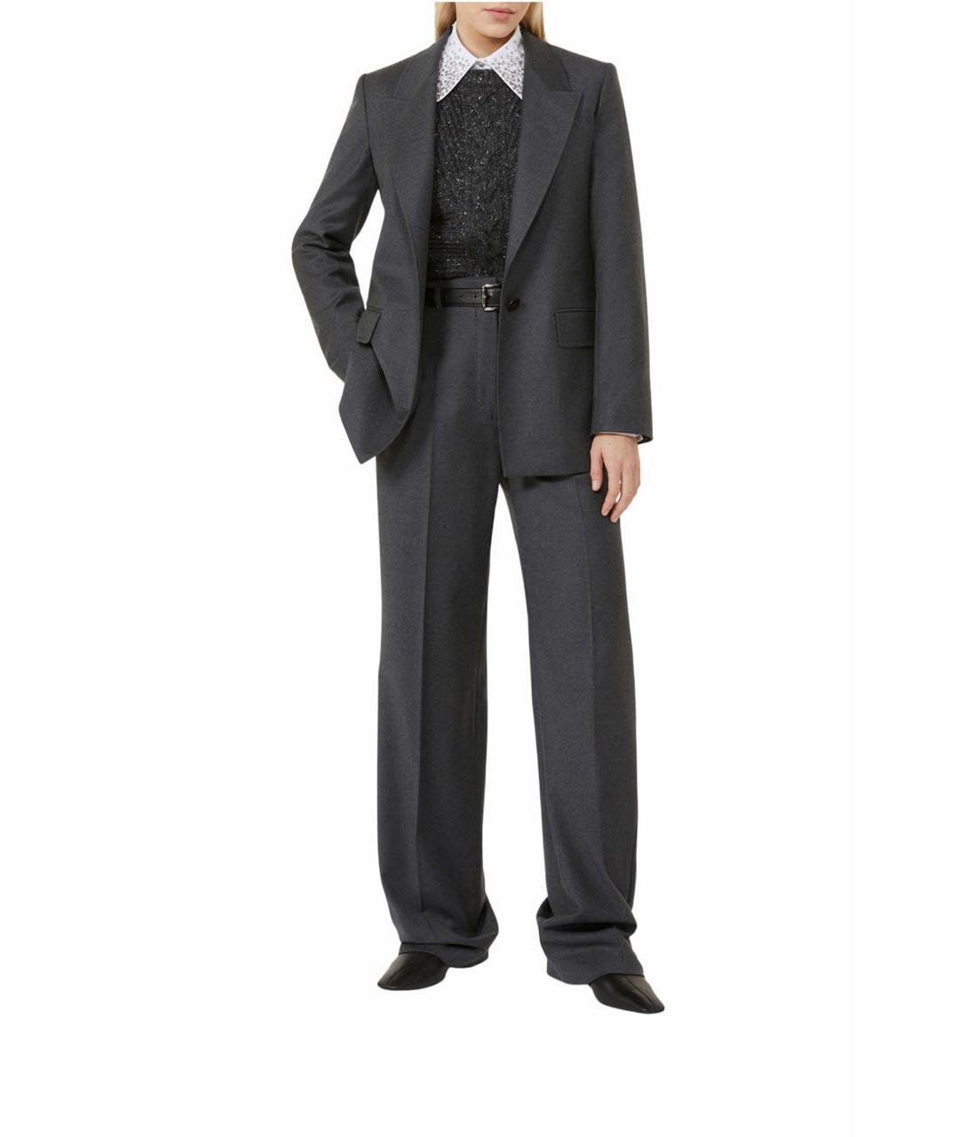 'S MAX MARA Антрацитовые шерстяные прямые брюки, фото 3