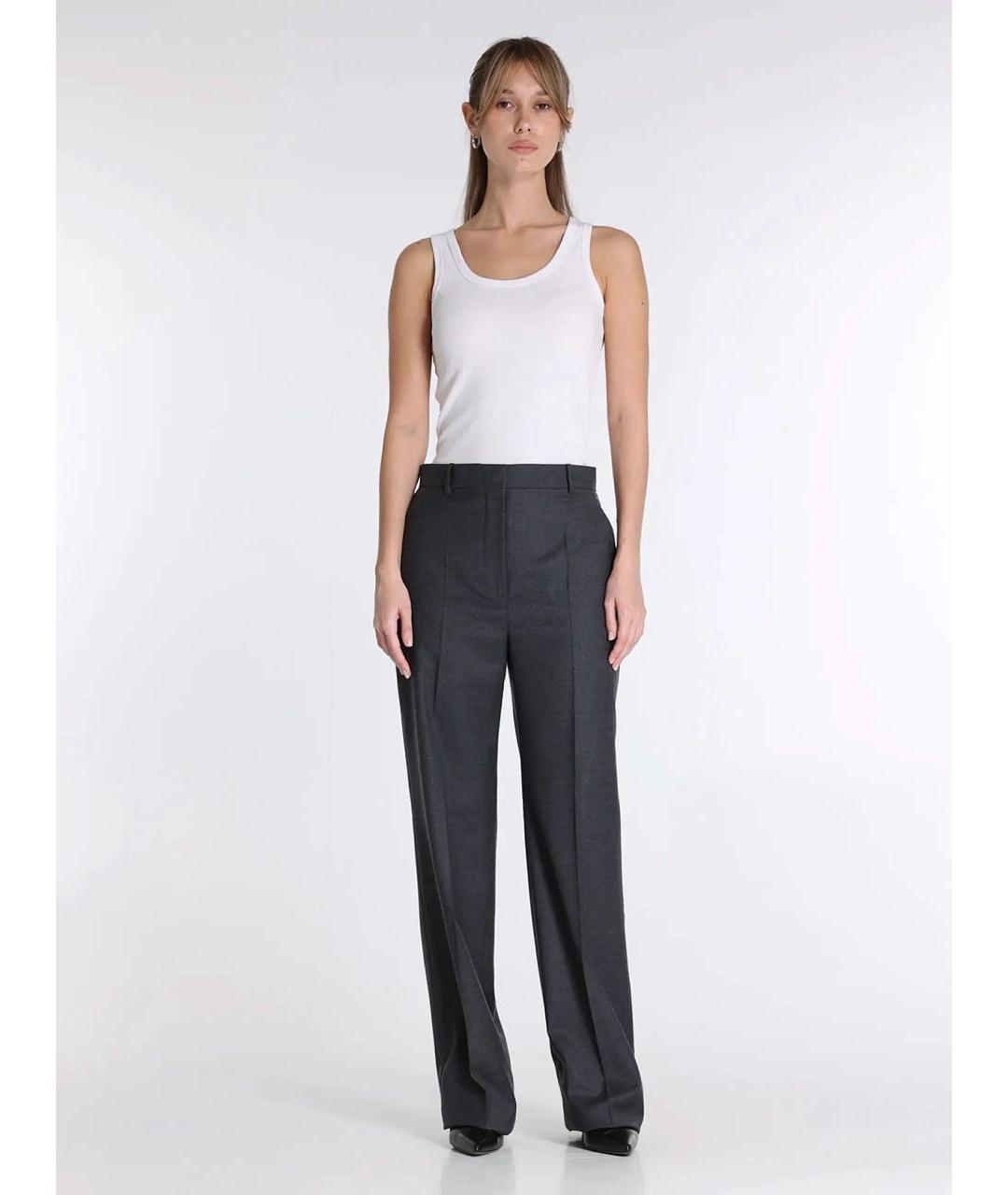 'S MAX MARA Антрацитовые шерстяные прямые брюки, фото 2