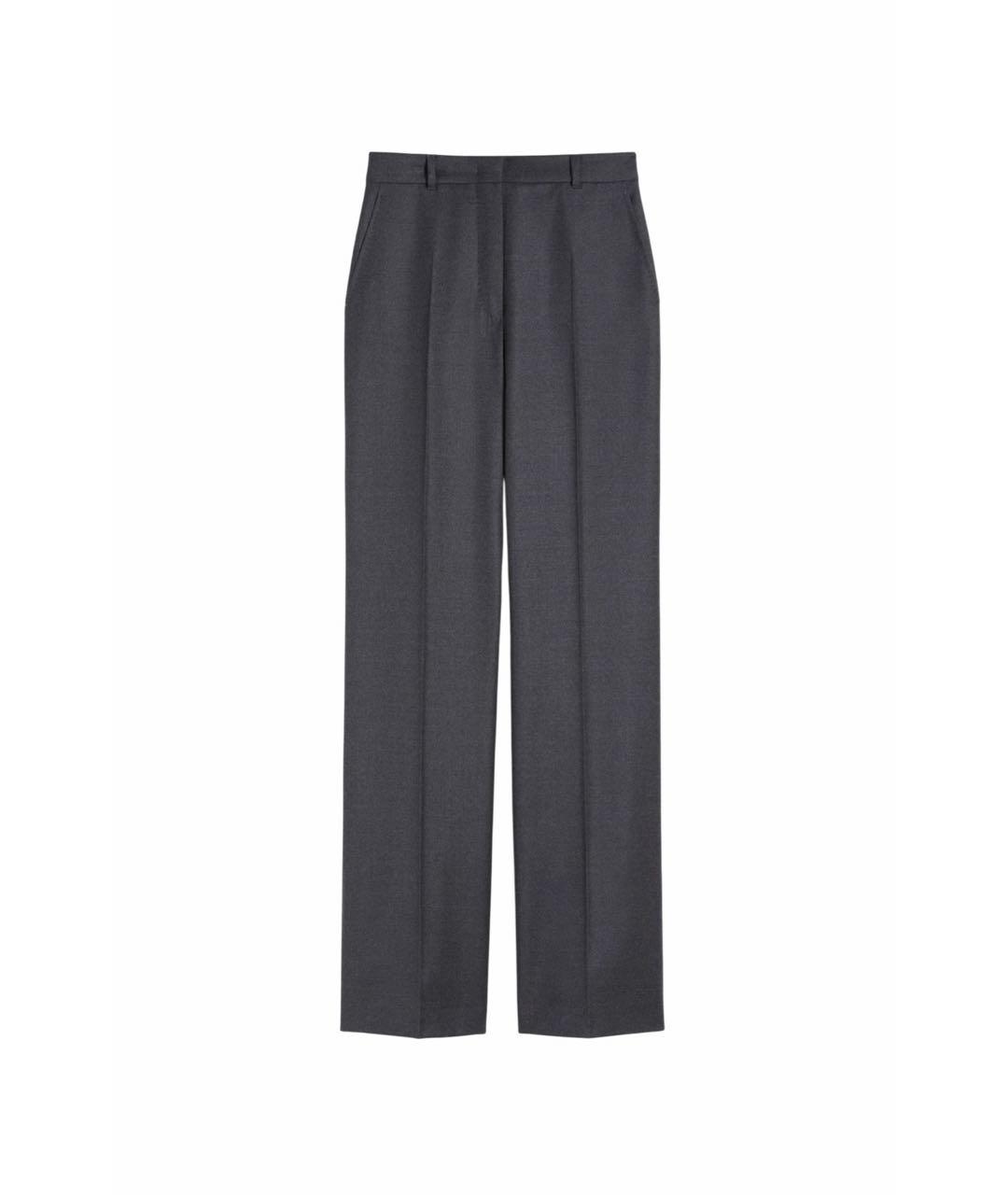 'S MAX MARA Антрацитовые шерстяные прямые брюки, фото 7