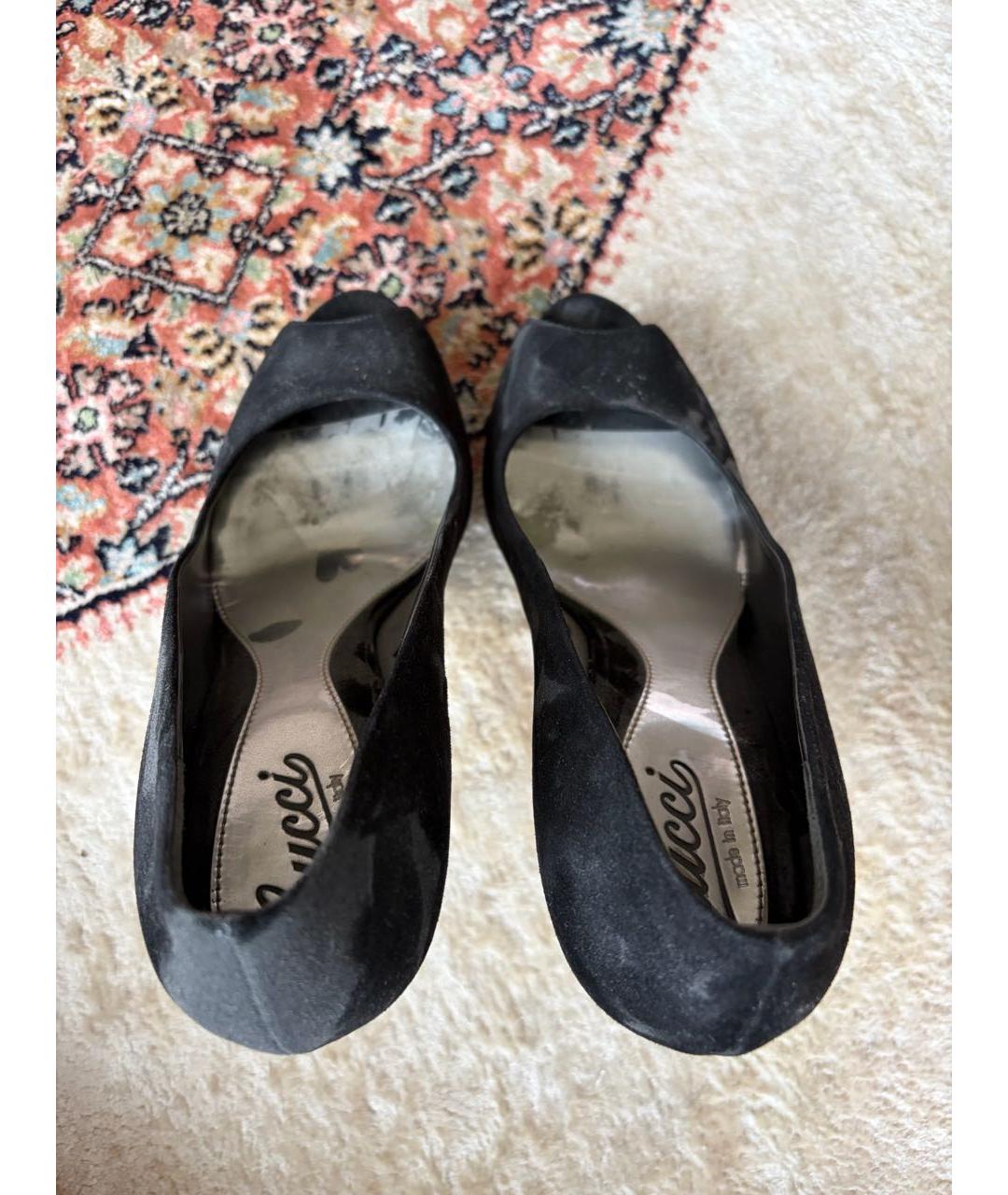 GUCCI Черные замшевые туфли, фото 3