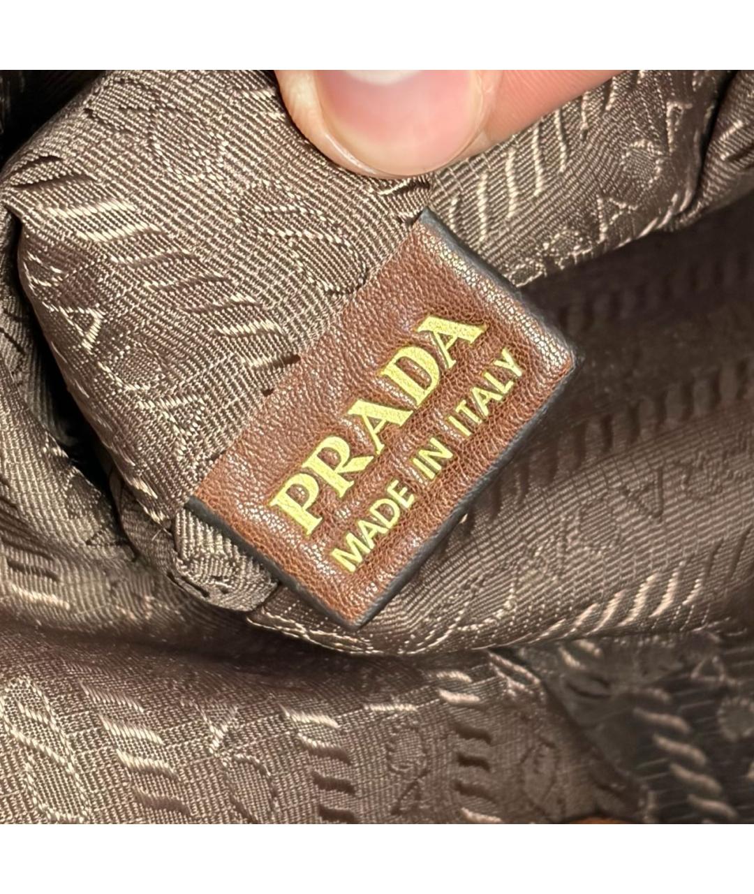 PRADA Коричневая кожаная сумка тоут, фото 7