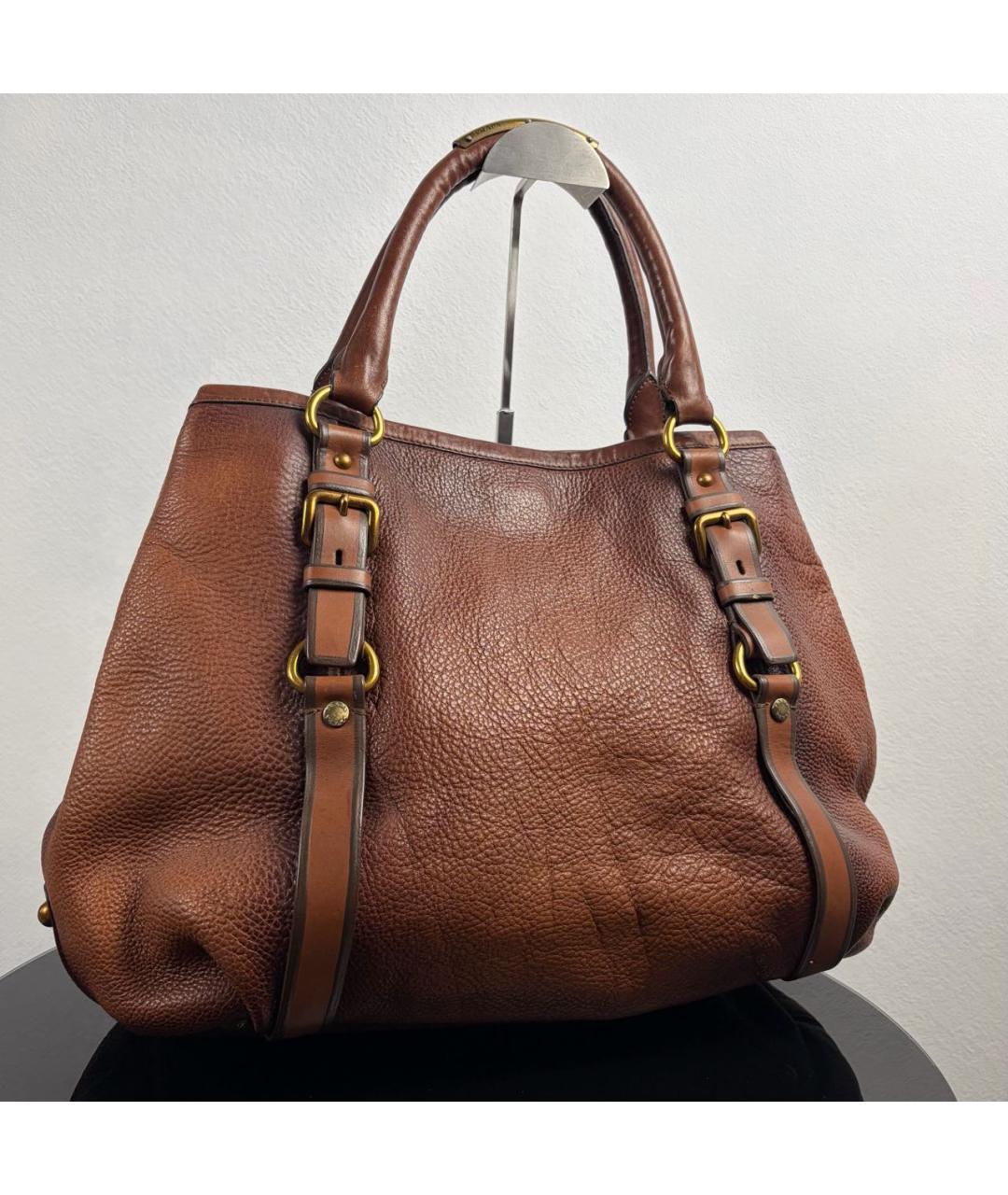 PRADA Коричневая кожаная сумка тоут, фото 3