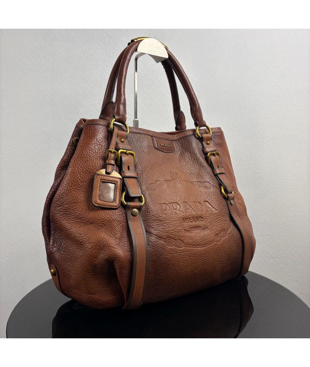 PRADA Коричневая кожаная сумка тоут, фото 2