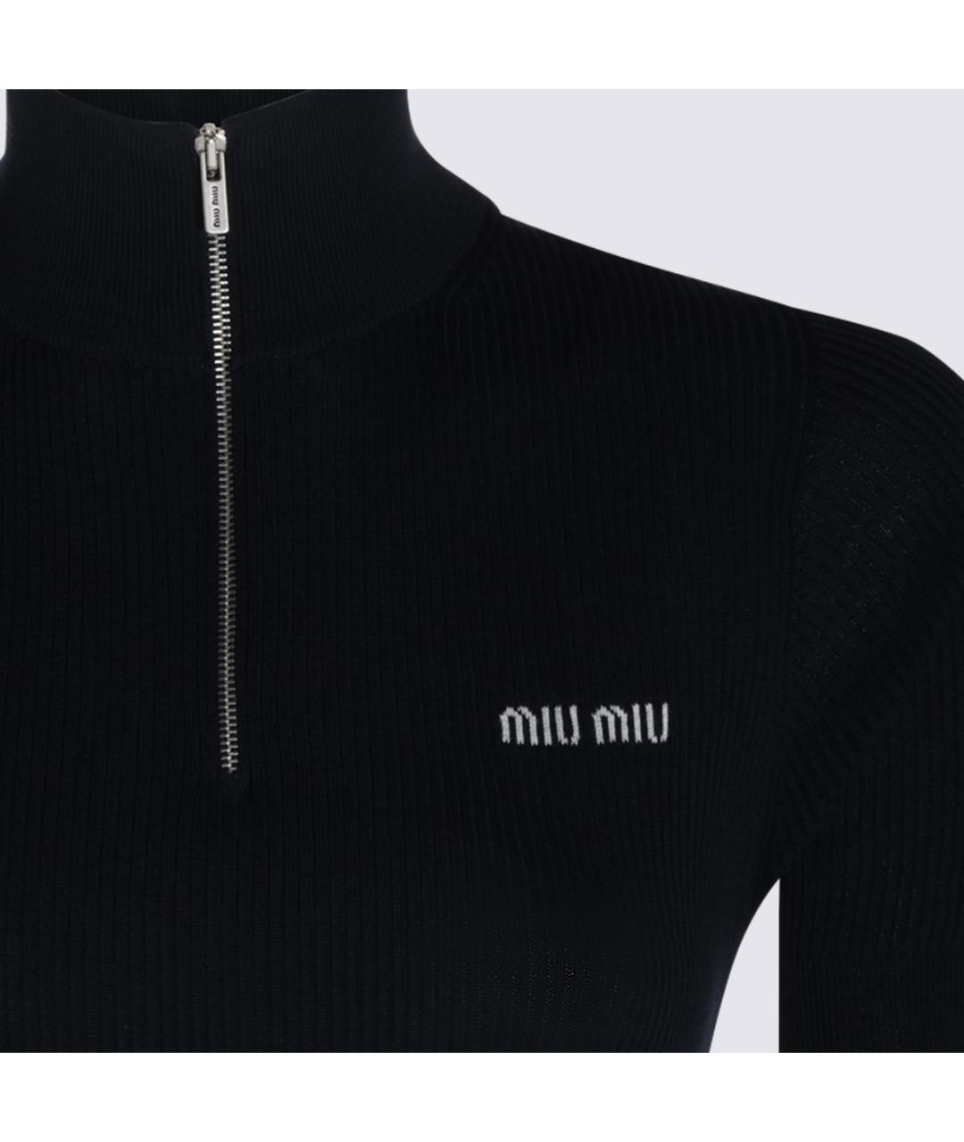 MIU MIU Темно-синее хлопковое повседневное платье, фото 3