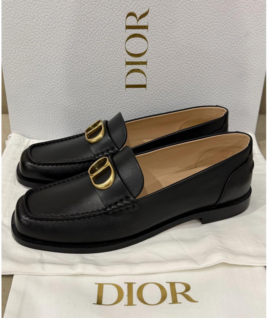 CHRISTIAN DIOR Черные кожаные лоферы, фото 6