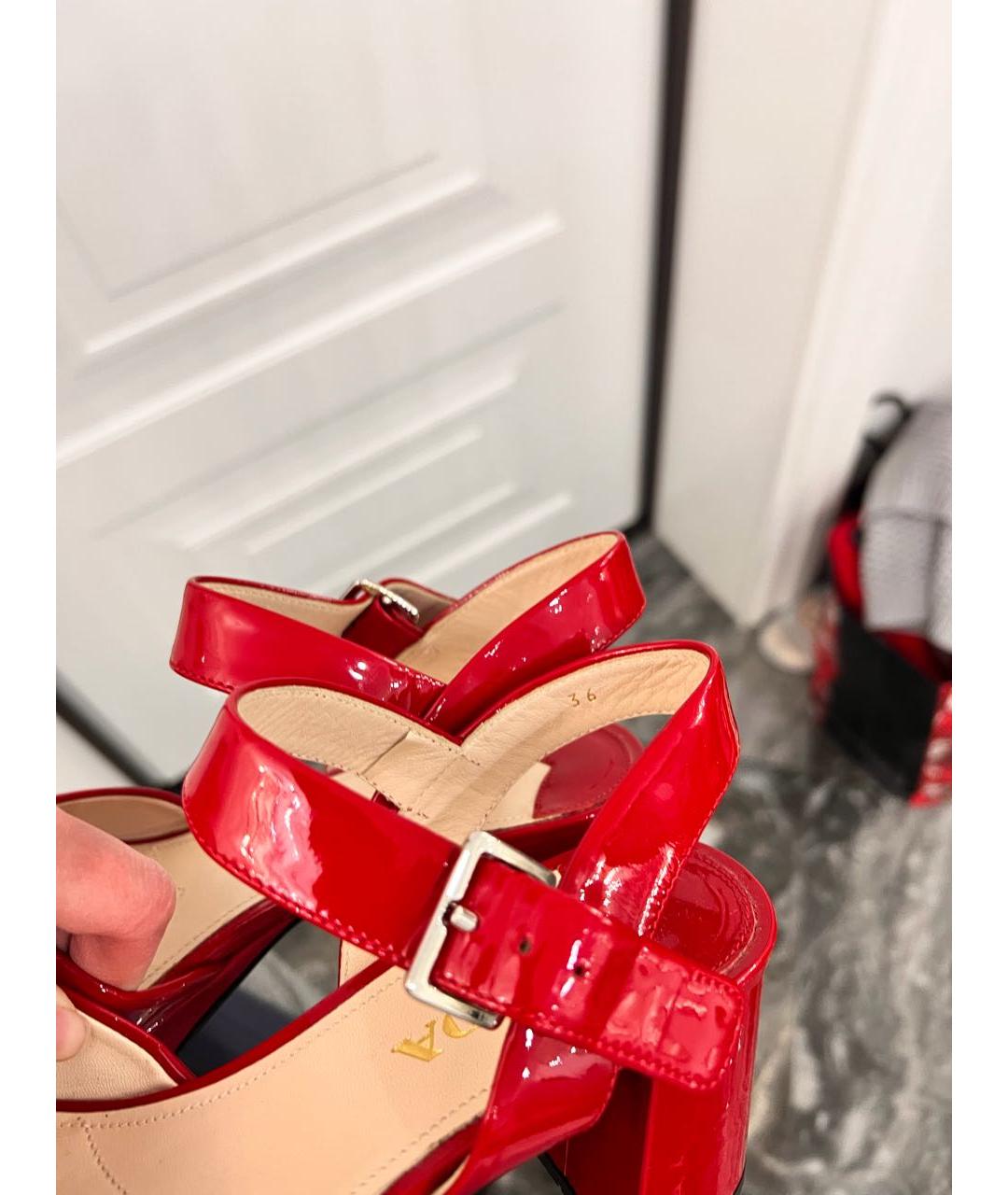 PRADA Красные босоножки из лакированной кожи, фото 6