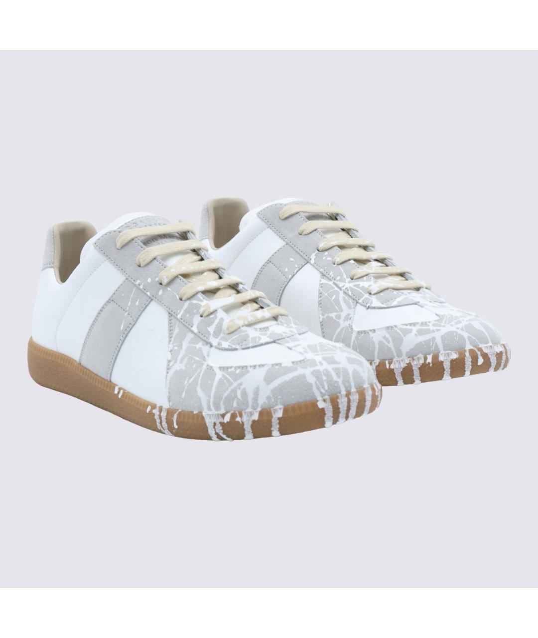 MAISON MARGIELA Белые кожаные низкие кроссовки / кеды, фото 2
