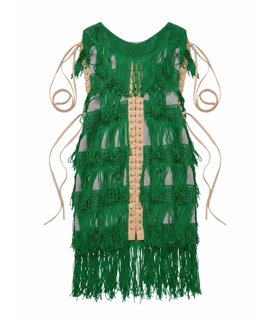 DOLCE&GABBANA Зеленое шелковое коктейльное платье, фото 1