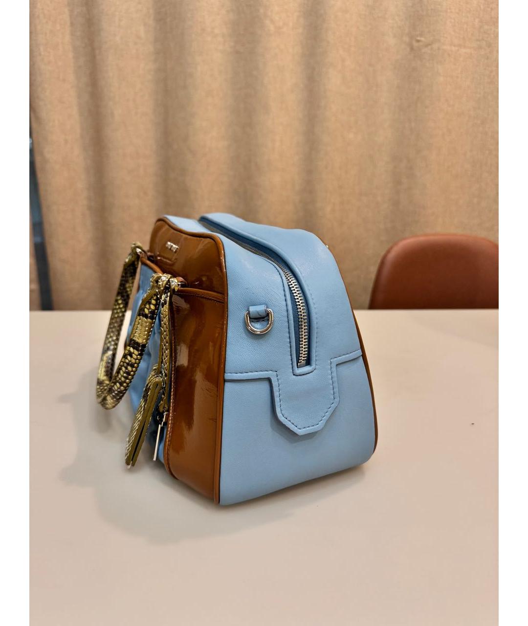 MIU MIU Голубая сумка с короткими ручками из экзотической кожи, фото 2