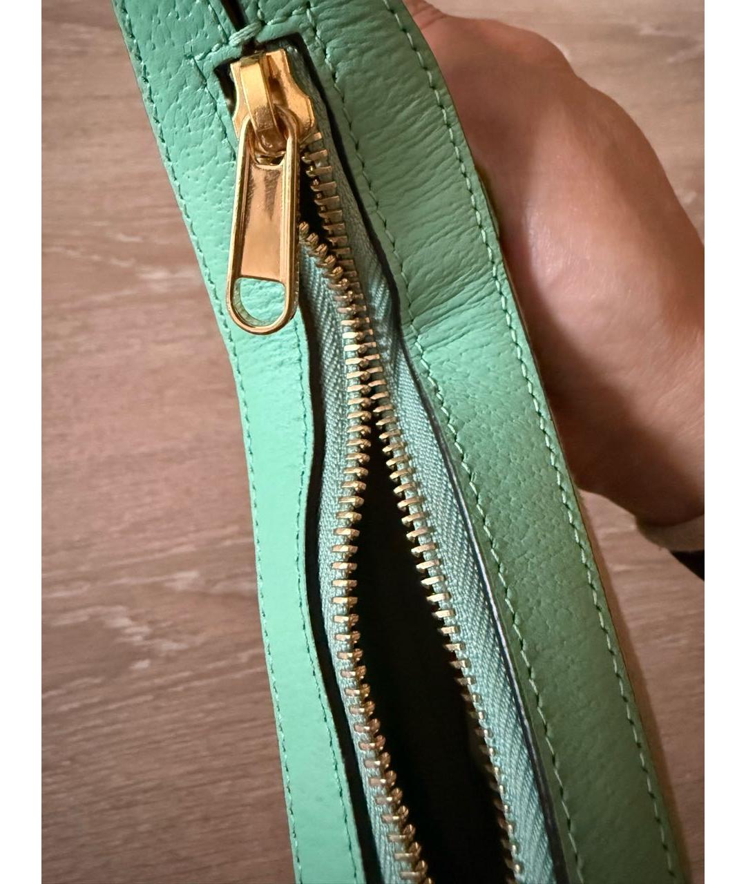 GUCCI Бирюзовая тканевая сумка с короткими ручками, фото 4